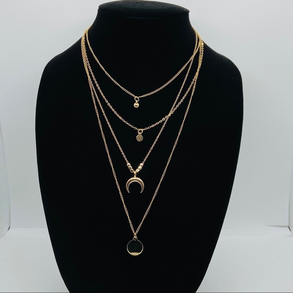 Multi Layered Necklace Bohemian crescent moon Boho Multiple - Picture 2 of 6